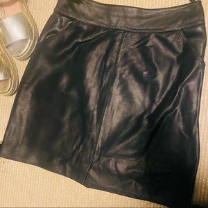 Vintage Leather Mini Skirt Derishow Black Size EU 38 fully Lined